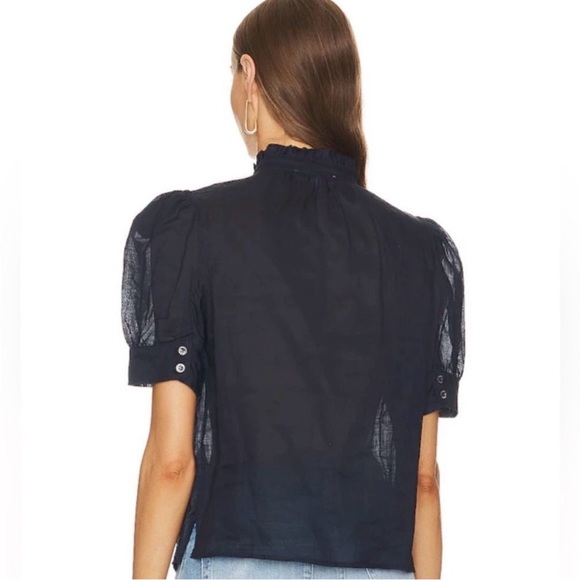 Frame Deep V Ruffle Collar Top - Picture 2 of 4